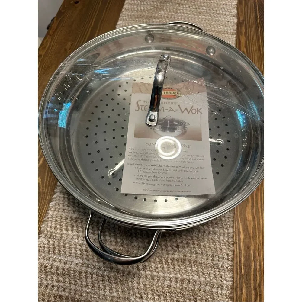 H.T. Traders Steam-A-Wok Stainless Steel Wok Steamer Lid & NWOB